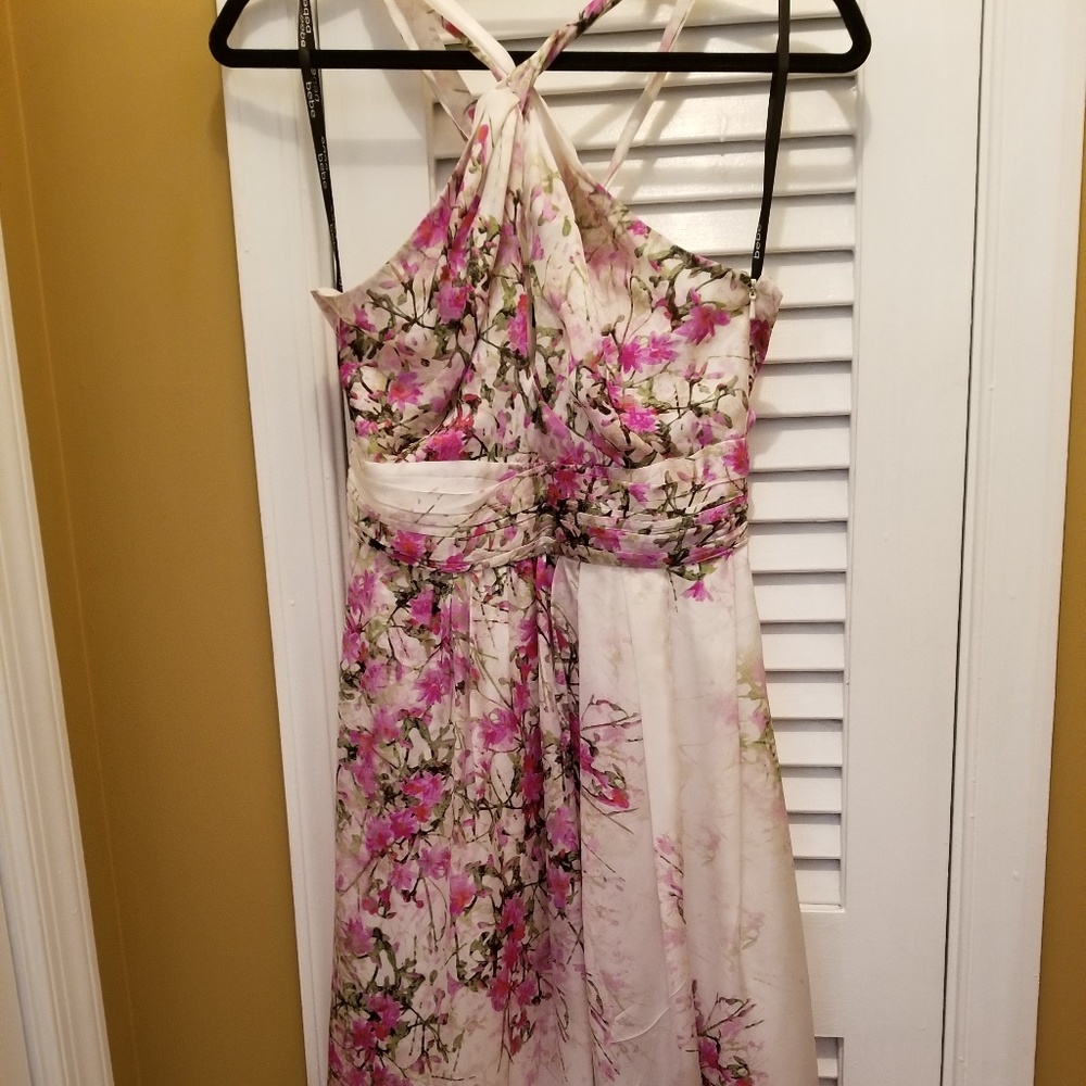 Bebe Summer Romance Blossoms Twist Halter Dress